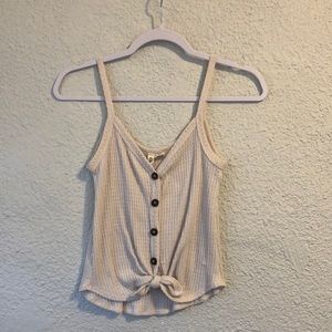 Sky & Sparrow Button and Tie Front Tank Top
